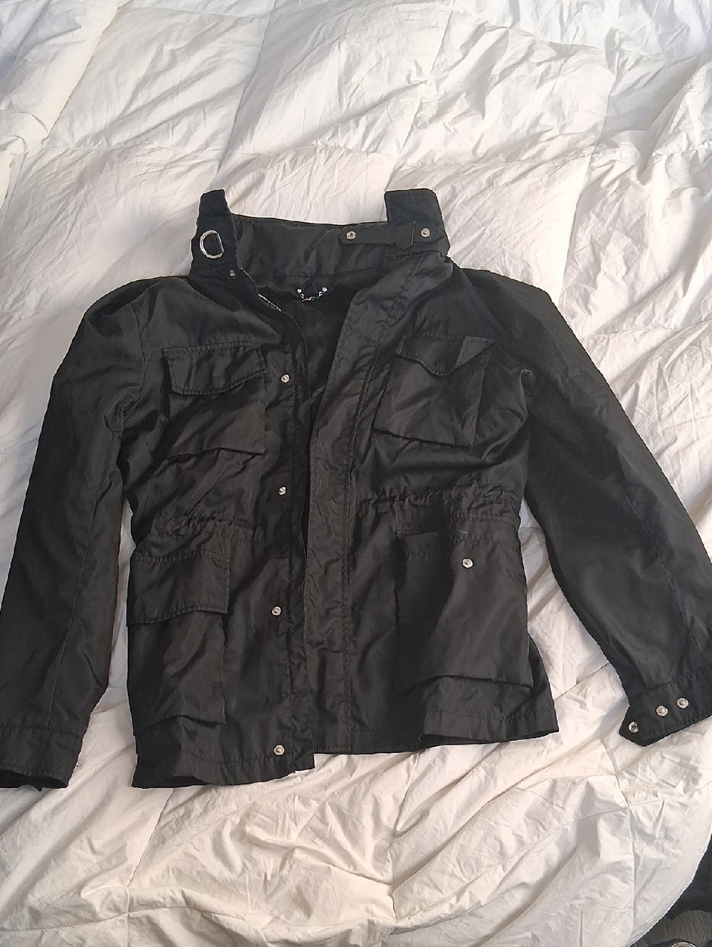 Louis Vuitton Black Field Jacket with Brown Label and Gold Logo